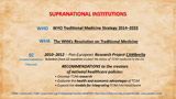 Supranational institutions - WHO, WHA, EC